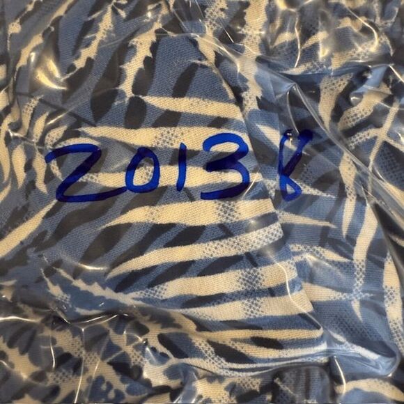 Fab'rik Tiered Mini Dress Blue Tropical Palm Leaf Print Elastic Waist Size Small - Picture 10 of 10